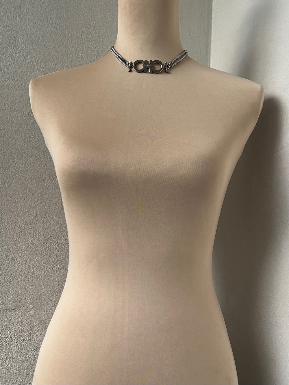 Custom Ferragamo Gancini Hardware Necklace Silver Multi-strand Chain 14.5-15.5” - Picture 9 of 9